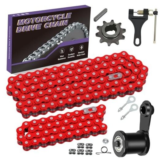 420 Jackshaft Chain 42 Links + 90 Links with Chain Tensioner 420 chain 1 Red