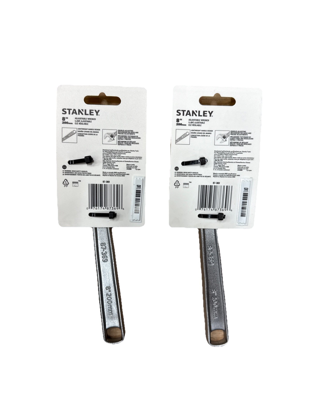 Stanley 8" Adjustable Wrench, 2 Pack