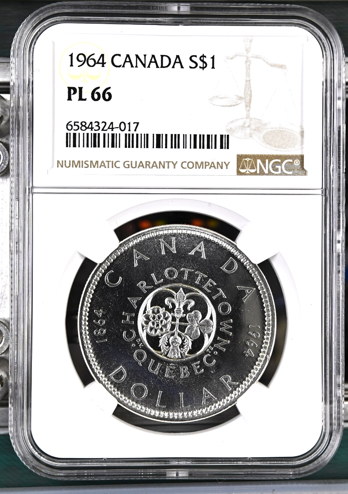 1964  NGC Graded Canadian Silver Dollar PL-66  NO  DOT  VARIETY!!  TOP POP!!