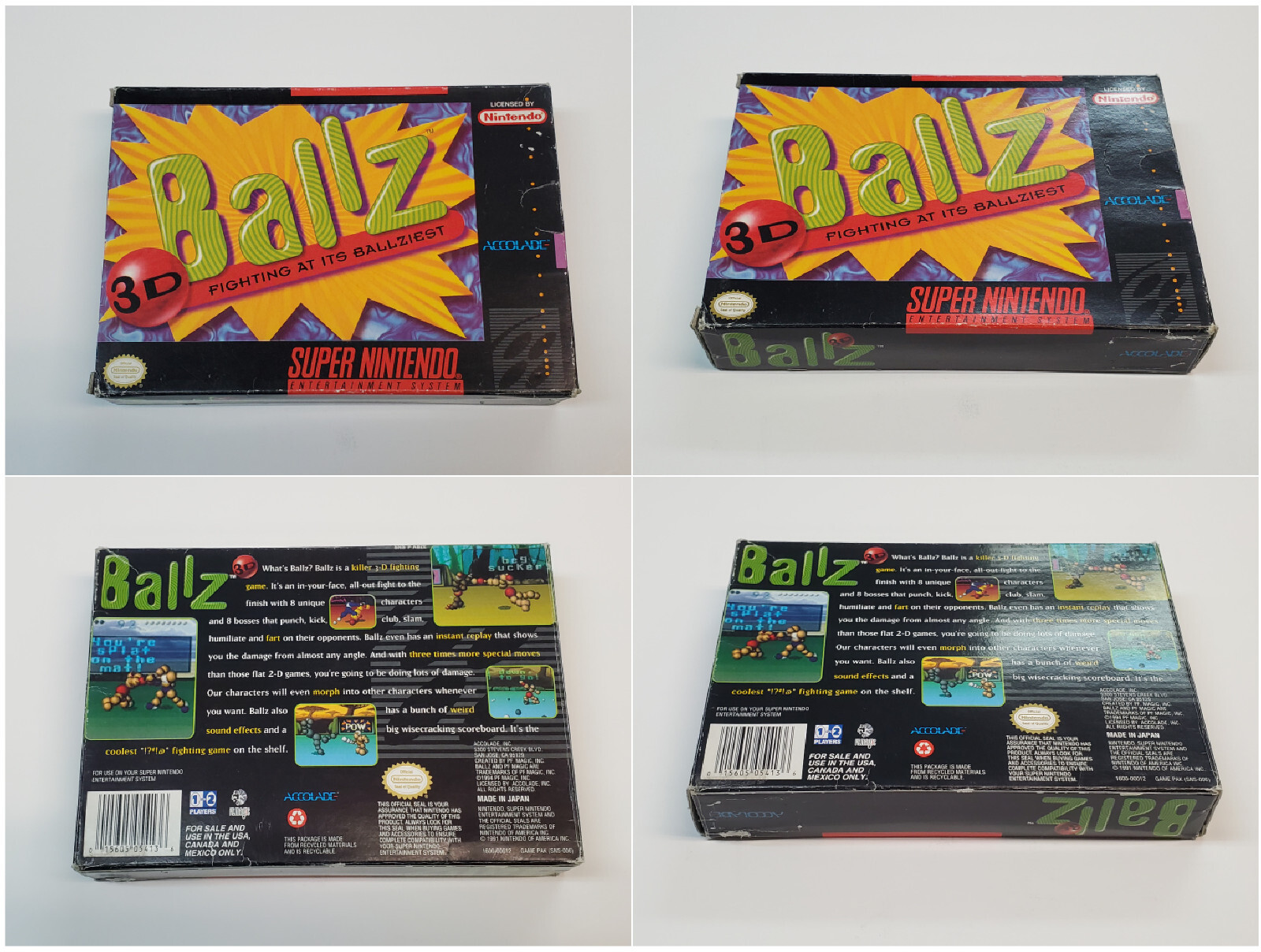 Ballz 3D Super Nintendo SNES Box & Manual Only *wear