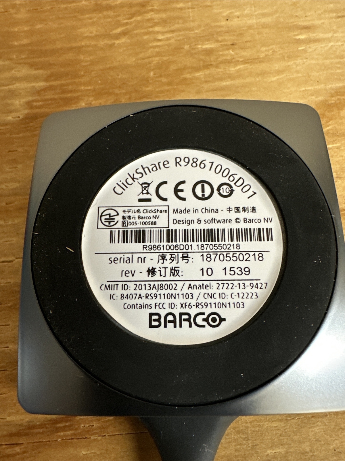 Barco Clickshare R9861006D01 Wireless USB Button Wireless Interface Puck