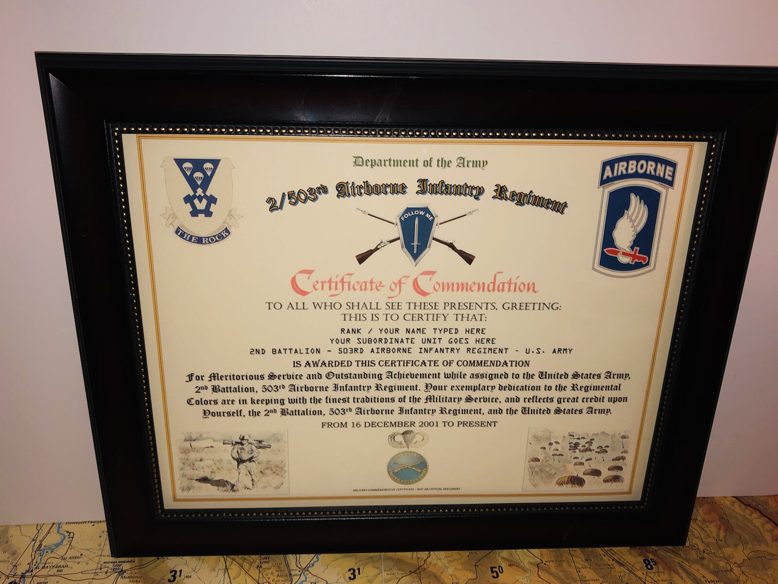 2/503RD ABN INFANTRY REGT (173 ABN) COMMEMORATIVE - CERTIFICATE OF COMMENDATION