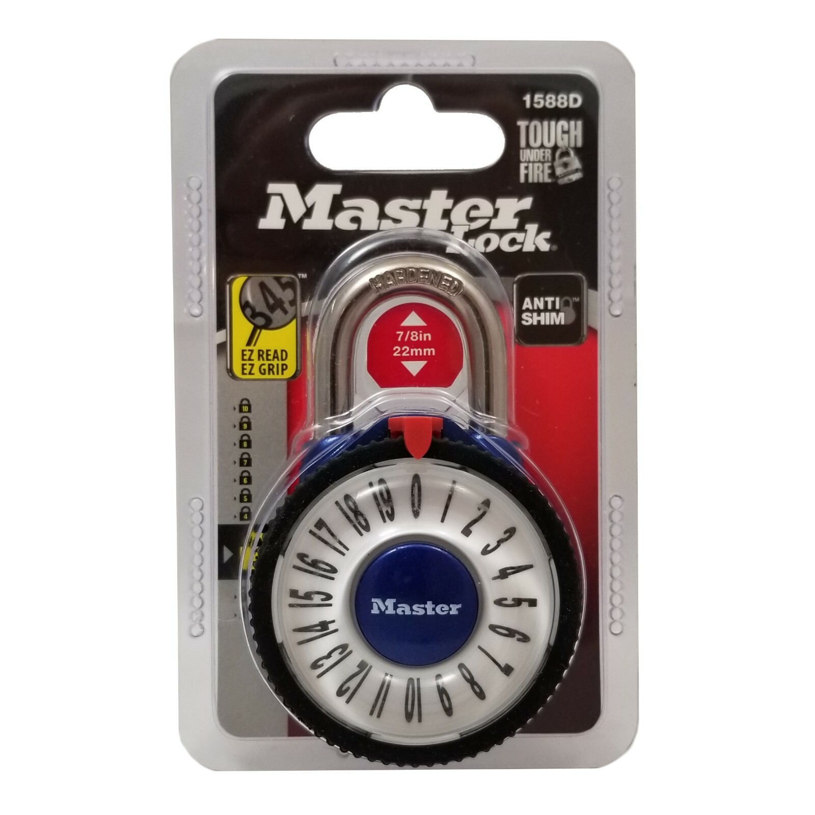 Master Lock 1588D Magnification Combination Dial Padlock, Blue / NEW