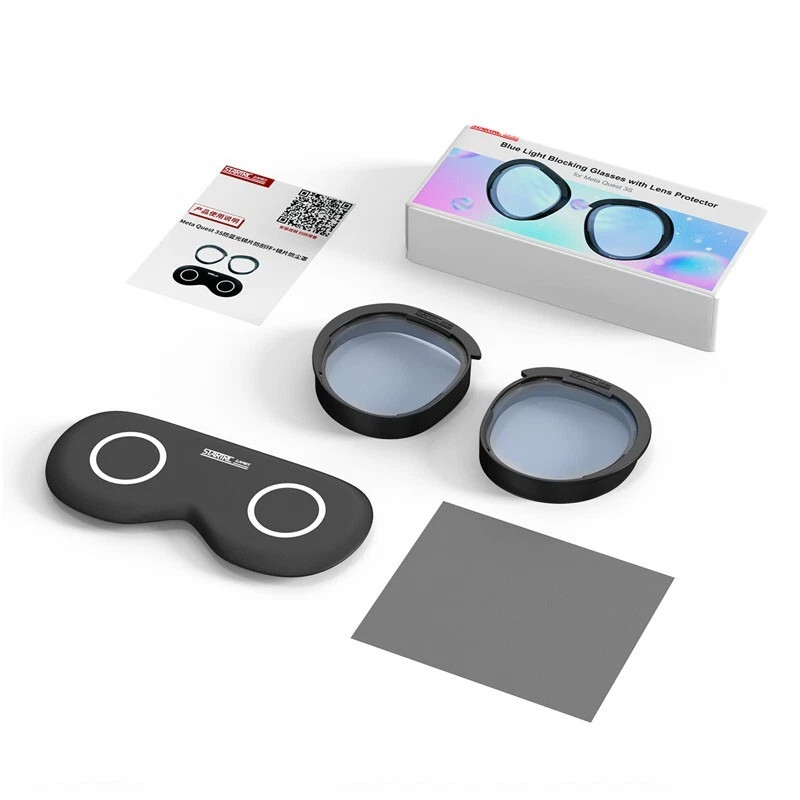 Anti-Blue Light Glasses Spacer for Meta Quest 3S VR Lens Cover Anti-Fog Cloth