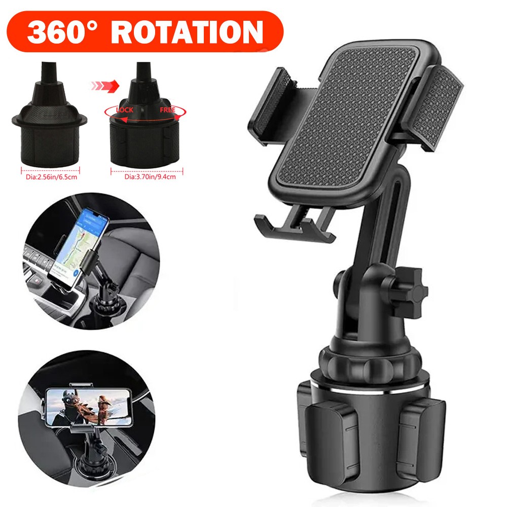 Universal 360° Adjustable Phone Mount Car Cup Holder Stand Cradle For Cell Phone