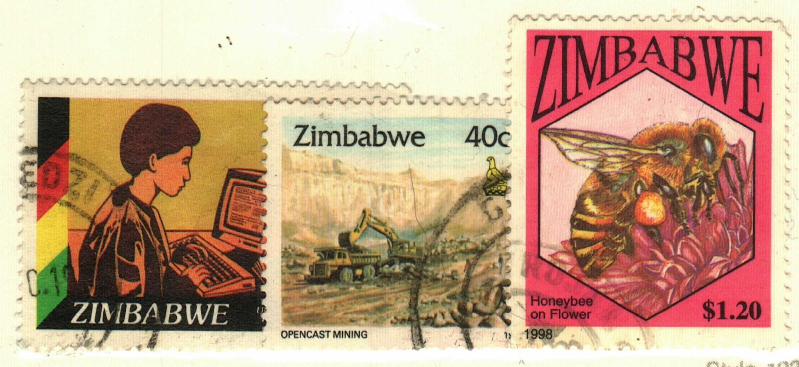 Zimbabwe #519, 728, 796 used  bees