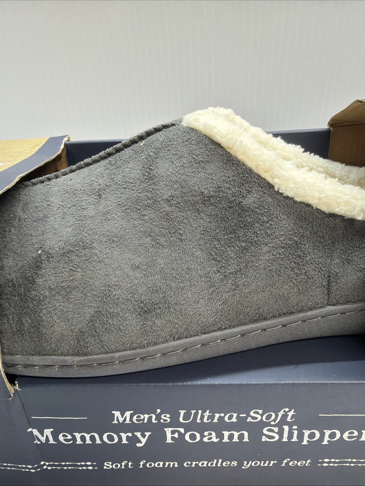 Loft Living Men's Ultra Soft Memory Foam Insulated Slippers XXL Gray