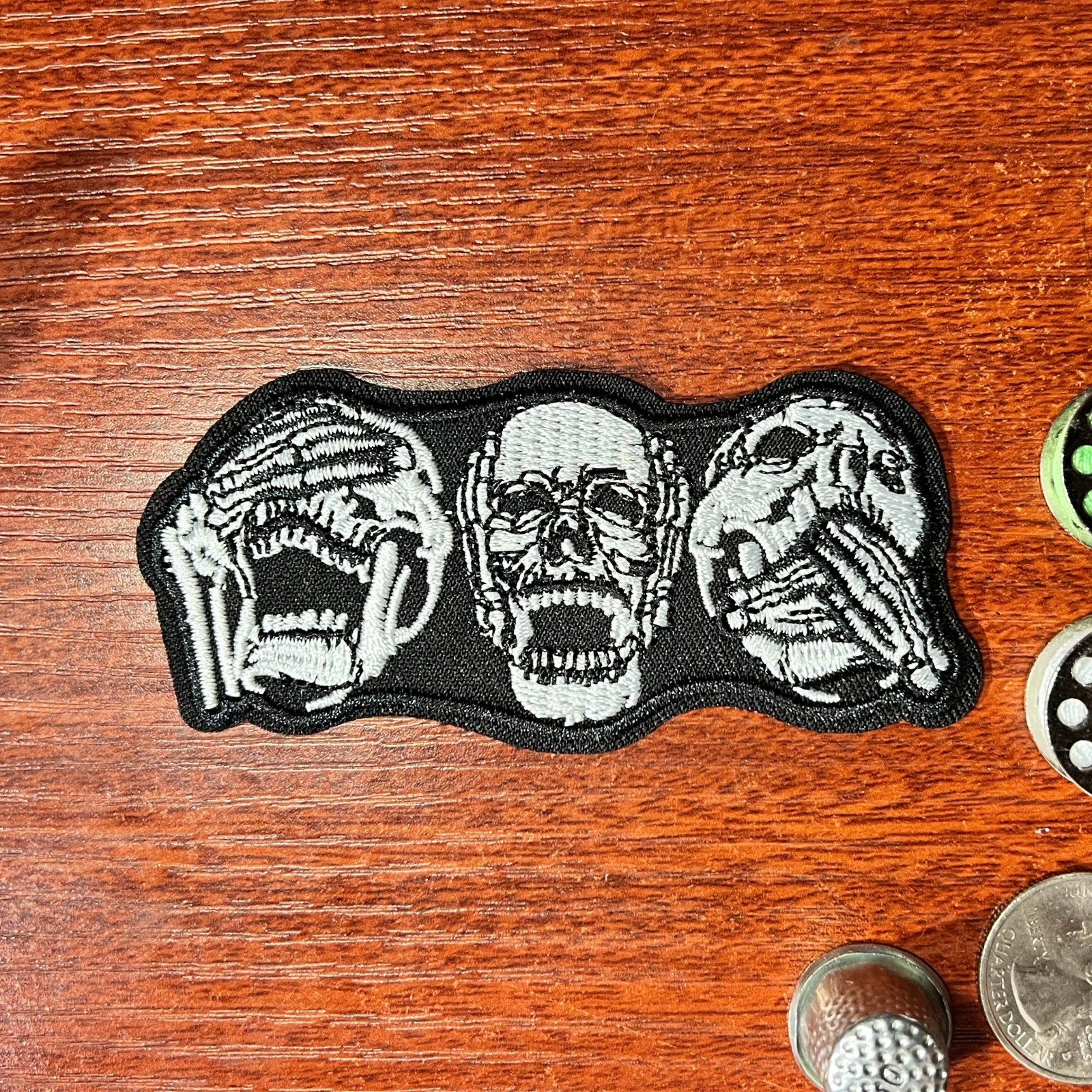 See No Evil, Hear No Evil, Speak No Evil Embroidered Iron On Patch 3.75x1.75"