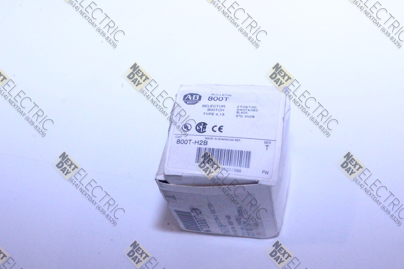 Allen Bradley, 800T-H2B, 2 Position Selector Switch Button Maintained Black