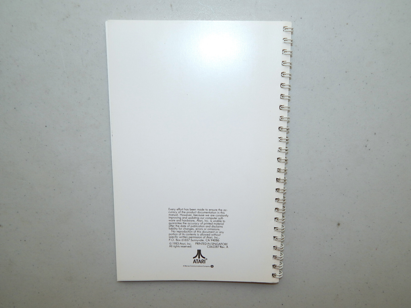 Vintage ATARI 1983 Disk Operating System Reference Manual DOS 3 Spiral Bound