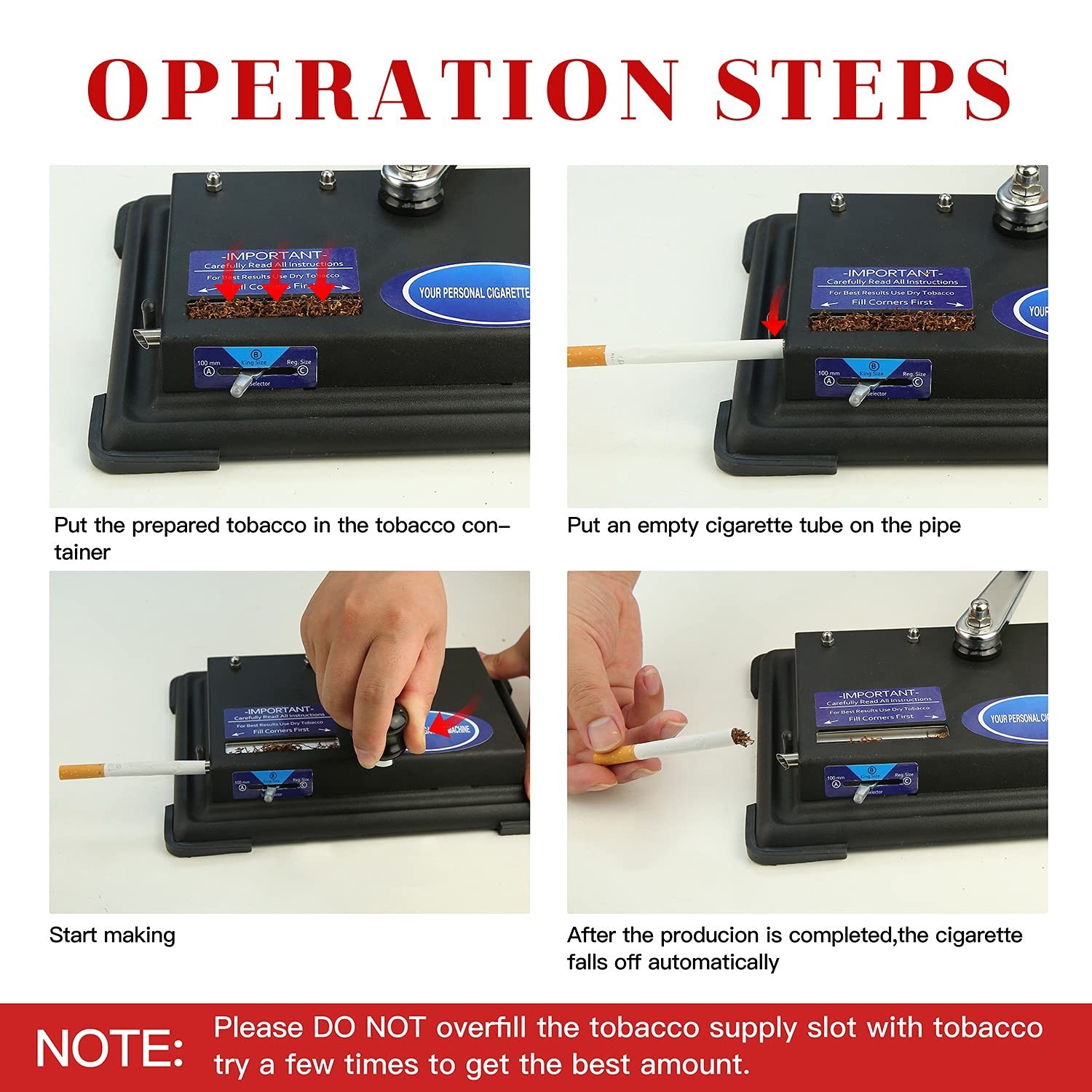 Cigarette Rolling Machine, Tobacco Hand Operation Injector Maker Roll Your Ow