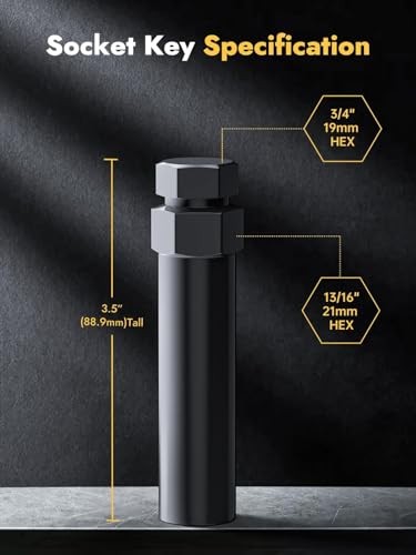 Small Lug Nuts Socket Key, Compatible with 3/4“ (19mm) and 6 Spline Black 1 PC