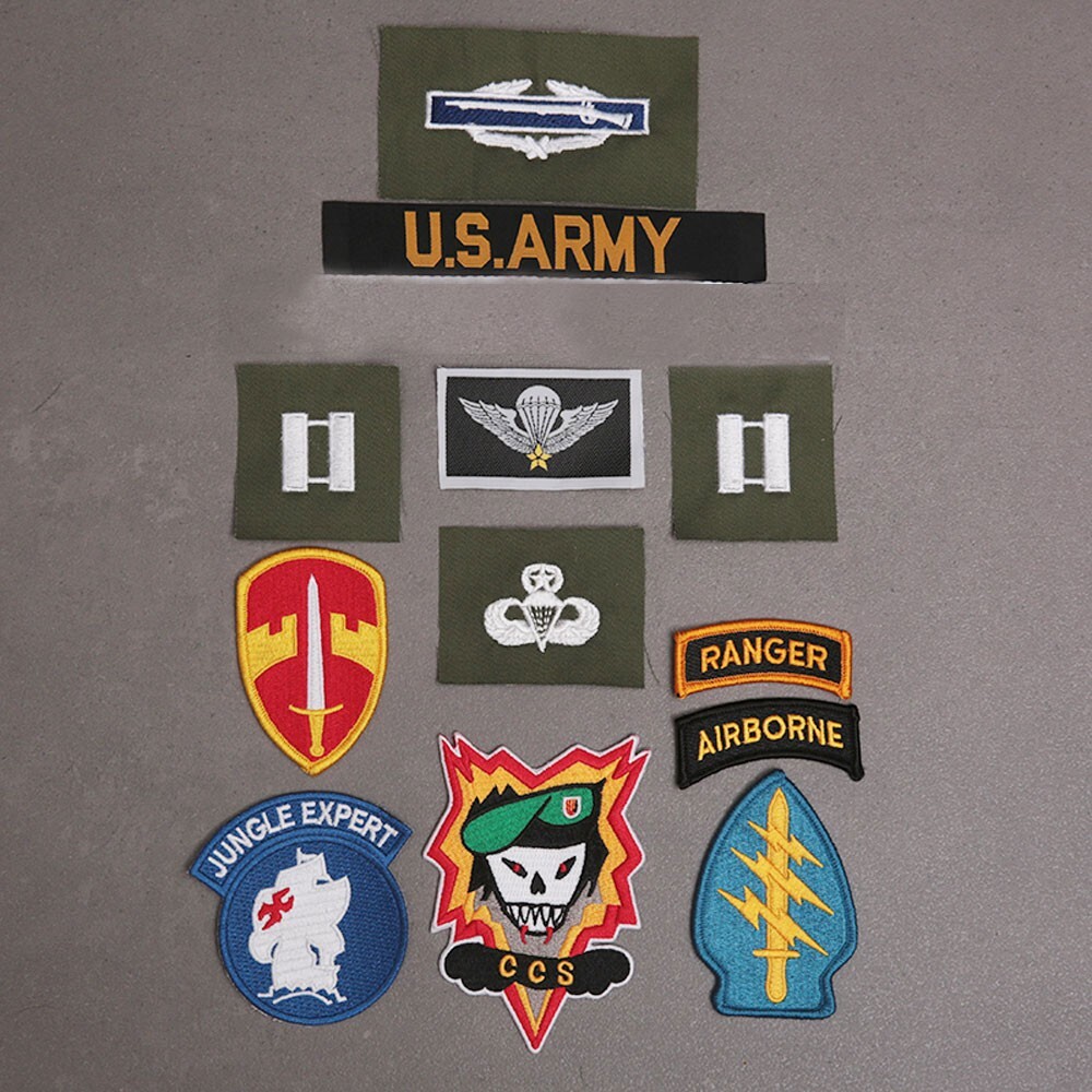 Set Vietnam War US Army TCU Jacket Patch CPT ARVN LLDB CCS Specia Force Badge