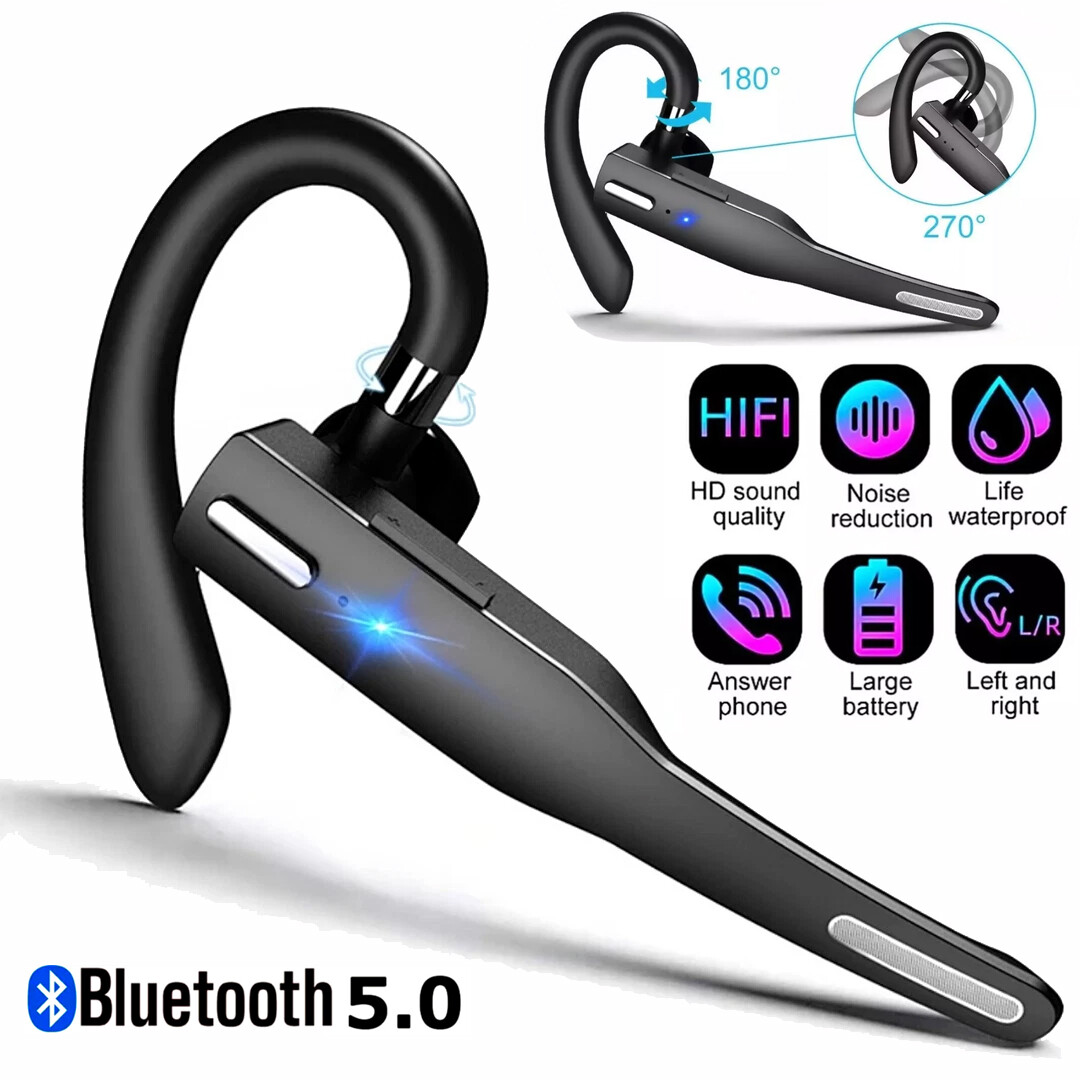 Bluetooth 5.0 Earpiece Wireless Headset Noise Cancelling Earbuds Driving Trucker