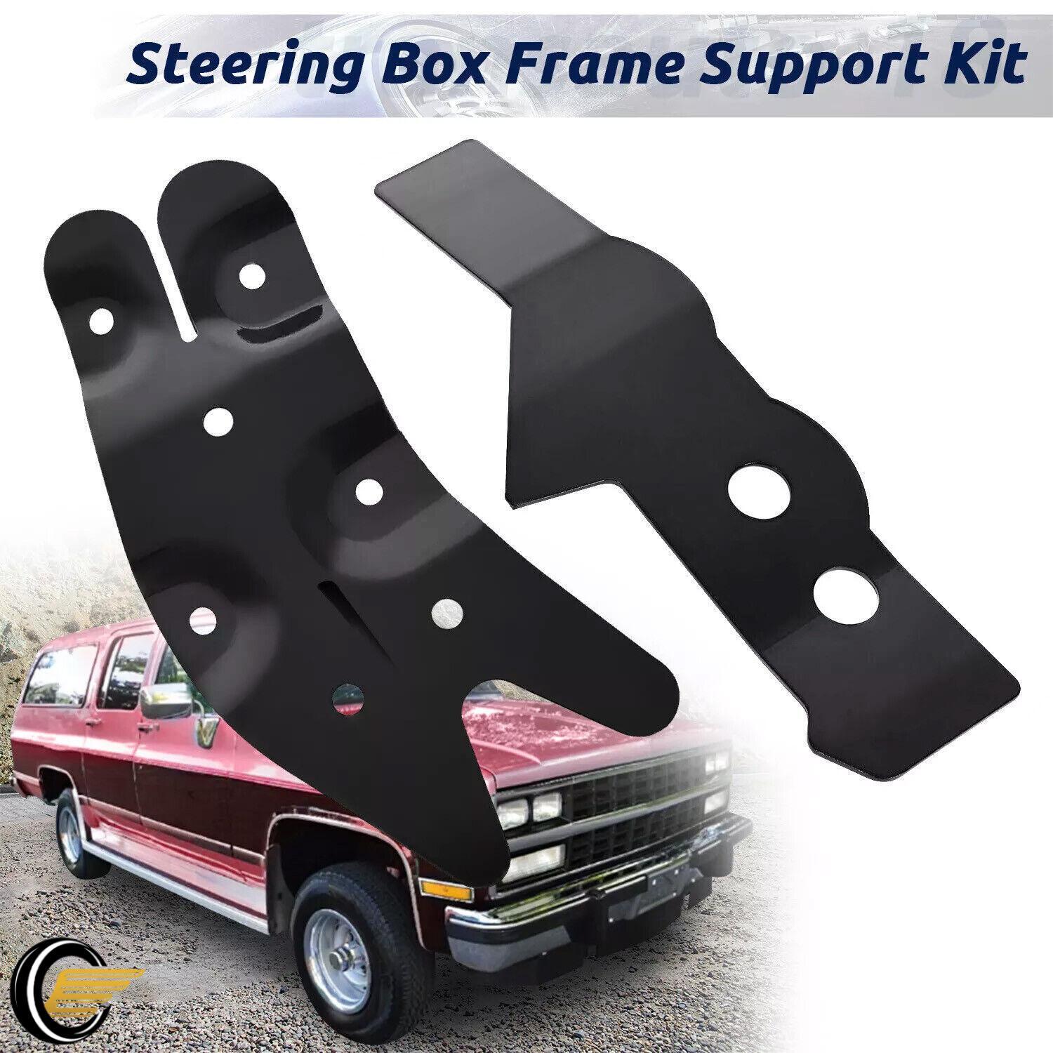 Upgrad Steering Box Frame Support Kit For 73-91 Chevy Blazer Durable Steel Black