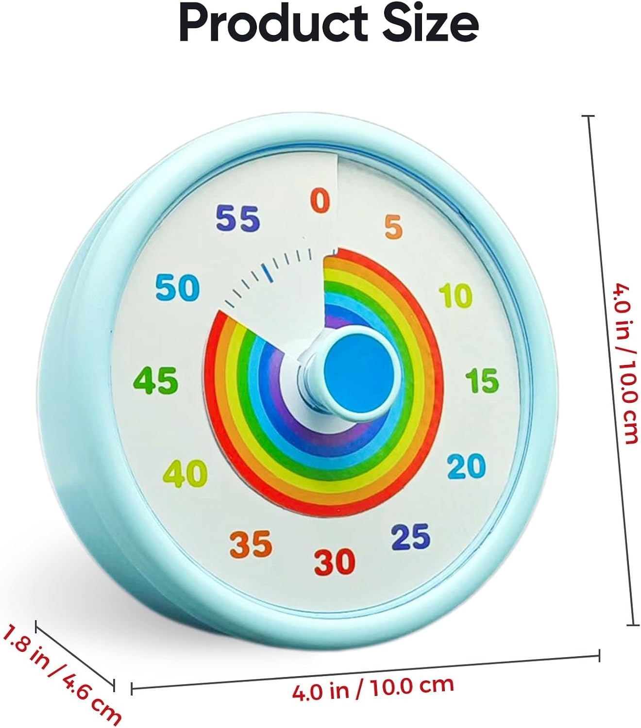 Rainbow Visual Timer for Kids, 60 Minute Silent Countdown Clock with Color Disk