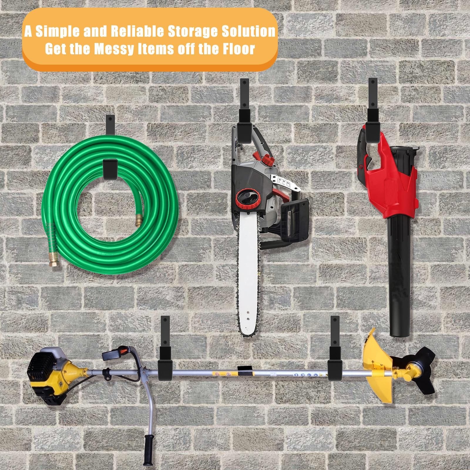 Heavy Duty Utility Hook System - Wall Mounted Garage Hooks for Bikes, Ladders...