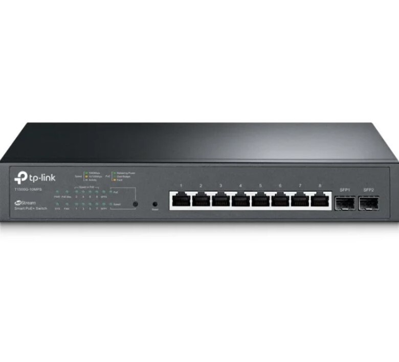 TP-LINK T1500G-10MPS JetStream 8-Port Gigabit Smart POE+ Switch w/2 SFP Slots