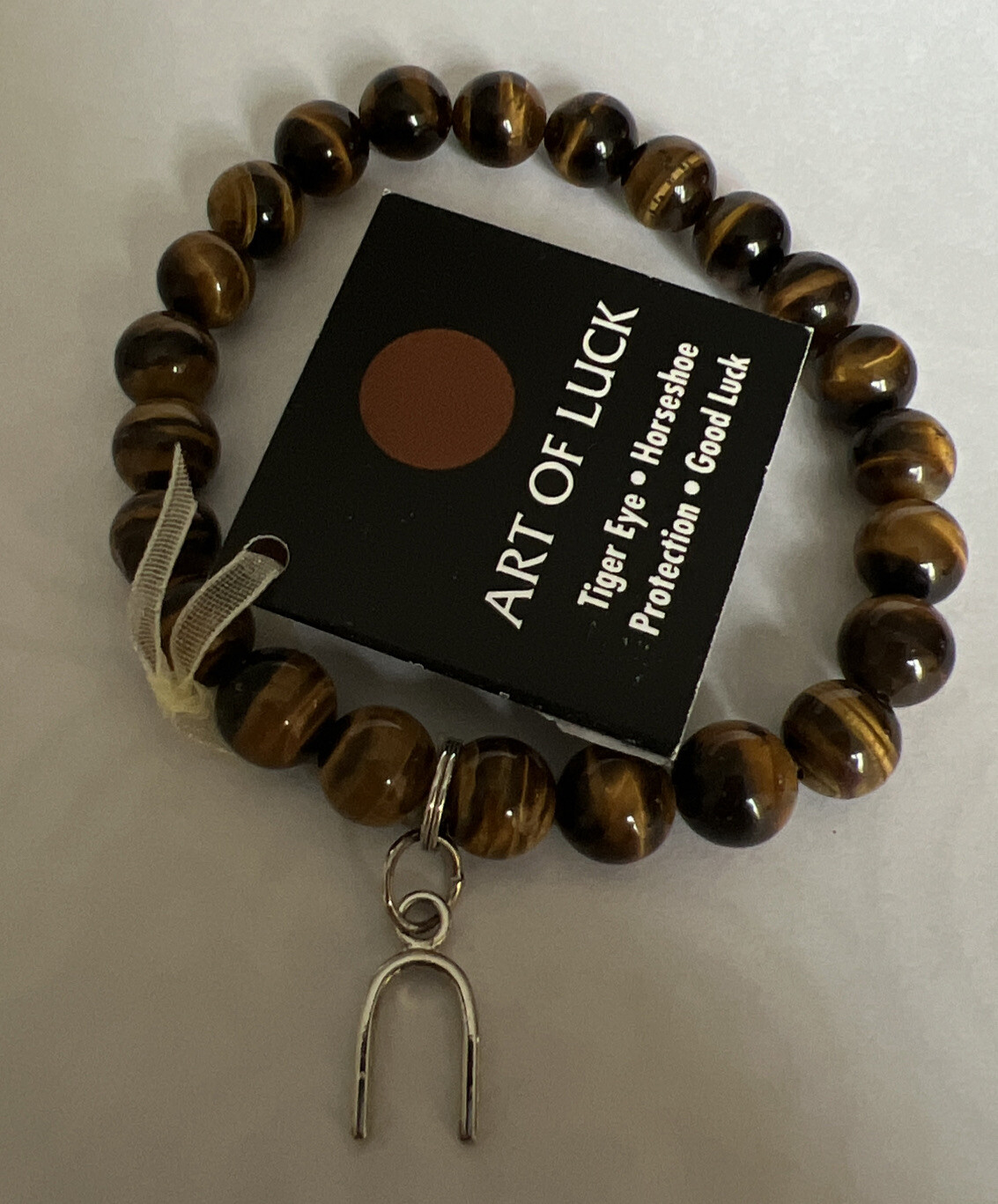 NEW w/ Tag Zorbitz Art Of Luck Beaded Tiger Eye Horseshoe Stretch Bracelet