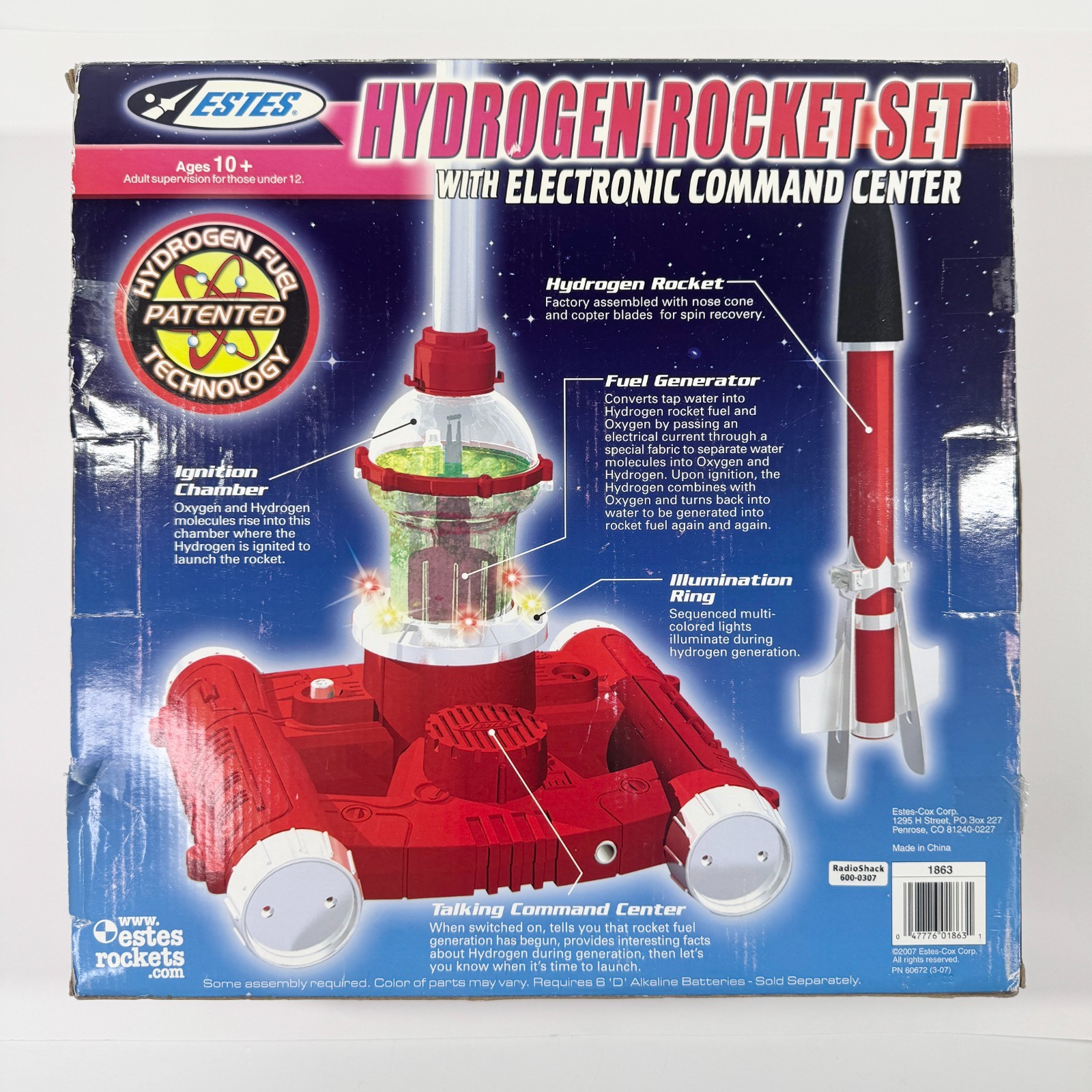 Estes Hydrogen Rocket Set Talking Electronic Command Center 1863 2007 Open Box