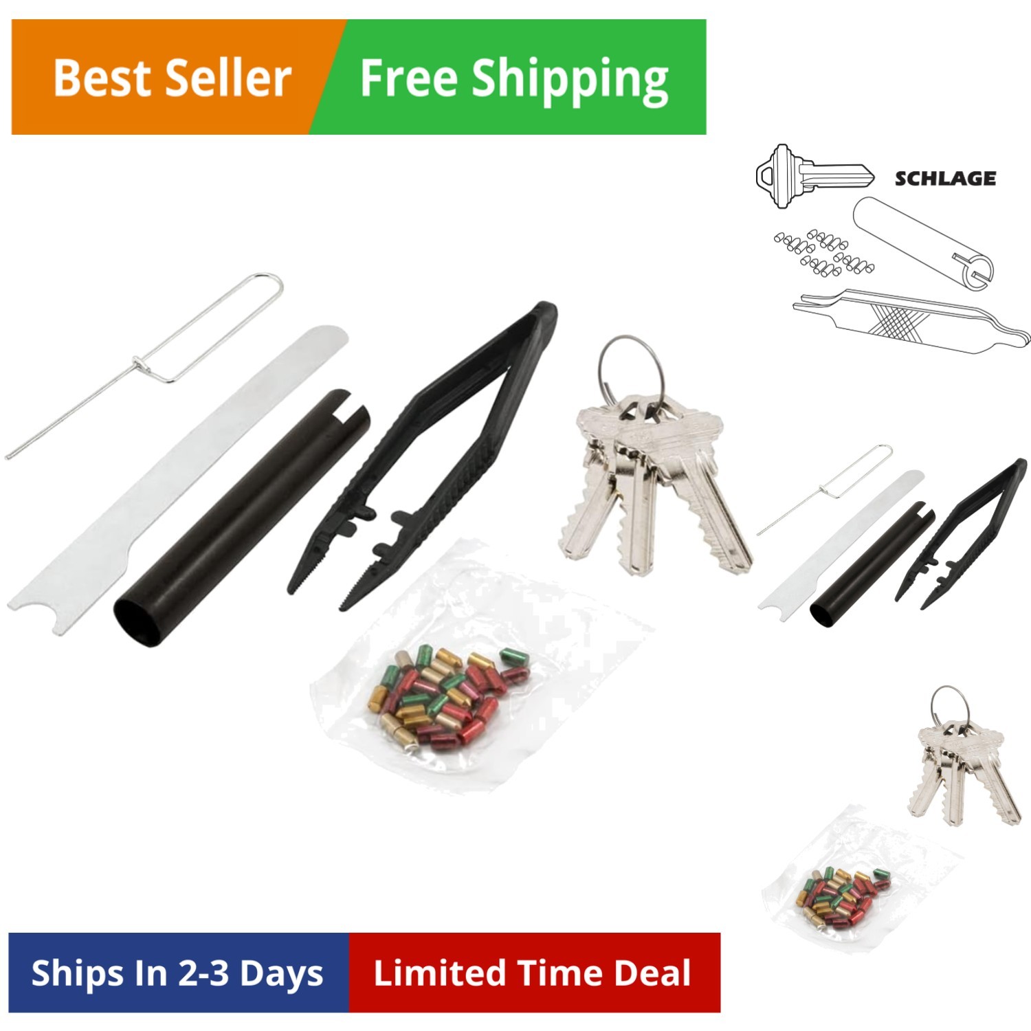 E 2402 Re-Keying Kit – Re-Key a Lock Kit with Pre-Cut Keys for Rekeying all y...