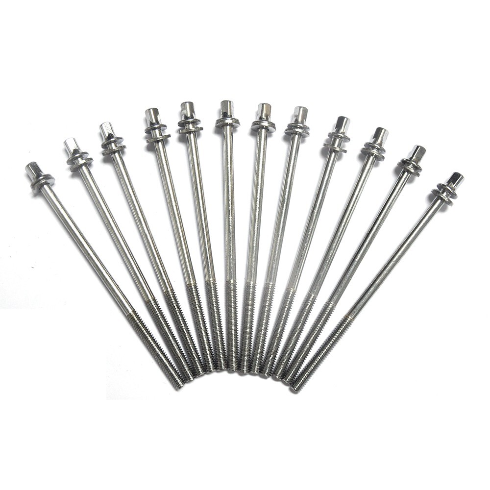 12 Drum Tension Rods 110mm(4 1/4") Chrome Finish with Washers Diameter 7/32"