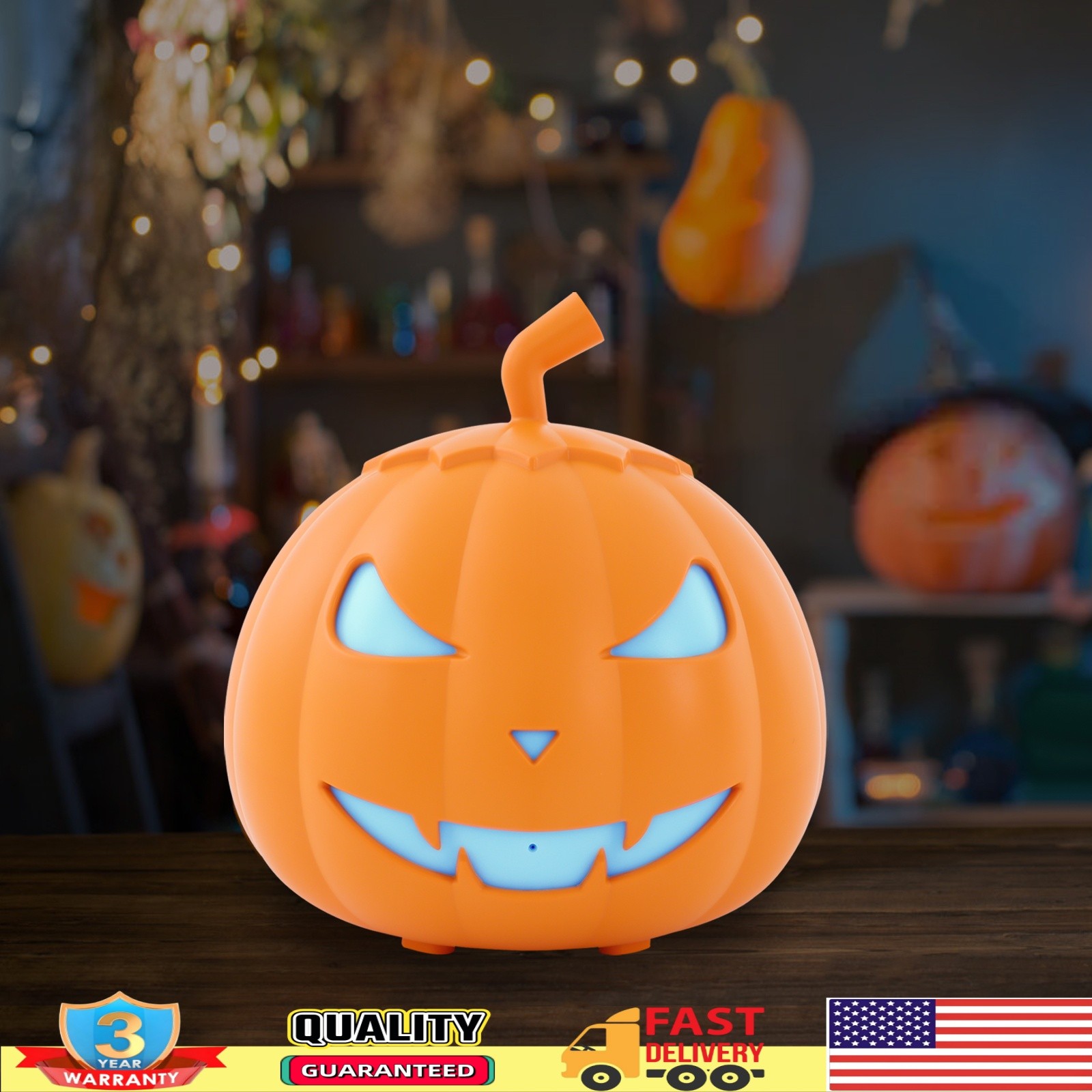 800W Pumpkin Smoke Fog Machine 12 Colors LED Light w/ Wireless Remote Halloween