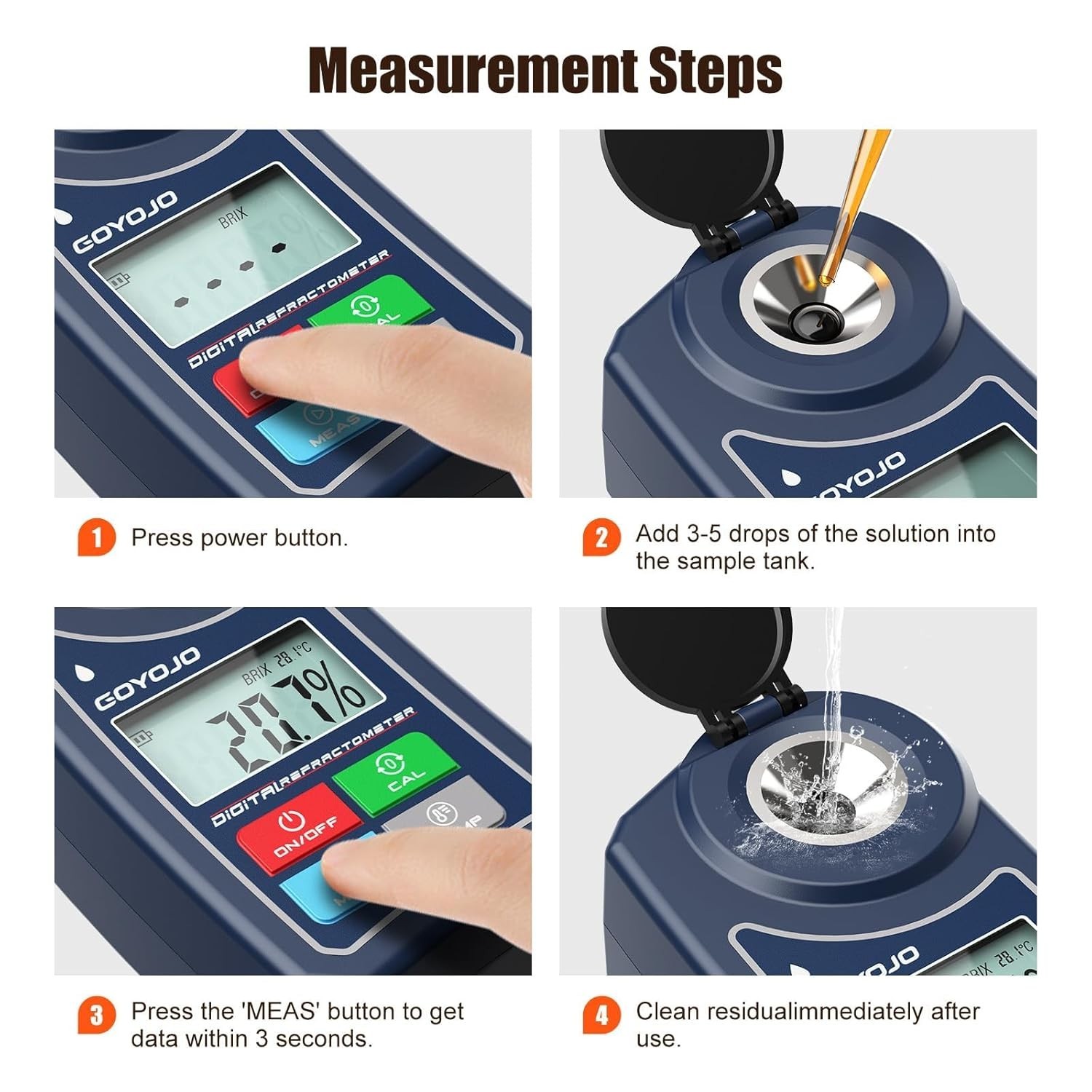 Digital Brix Refractometer Brix Meter Lab Refractometer ±0.5 Brix/1℃ Accuracy...