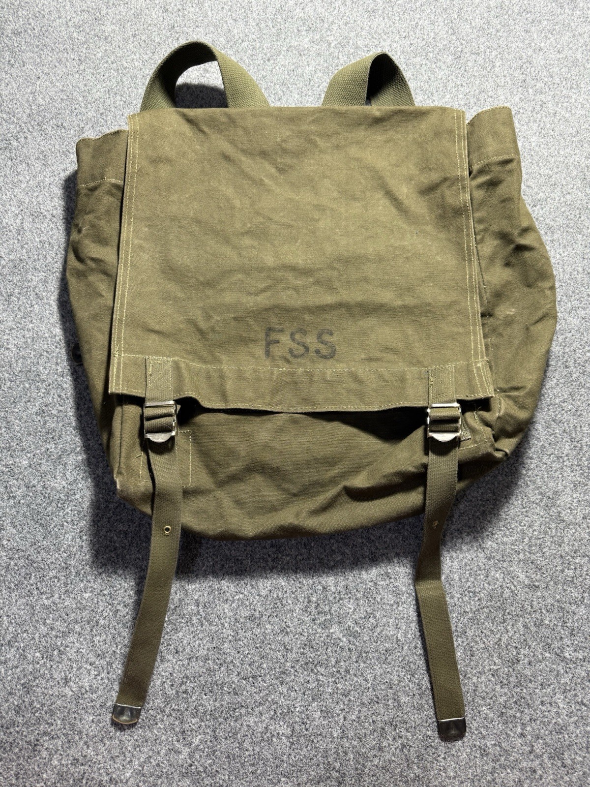 VINTAGE US Forest Service FSS Canvas Field Bag Rucksack Backpack Green