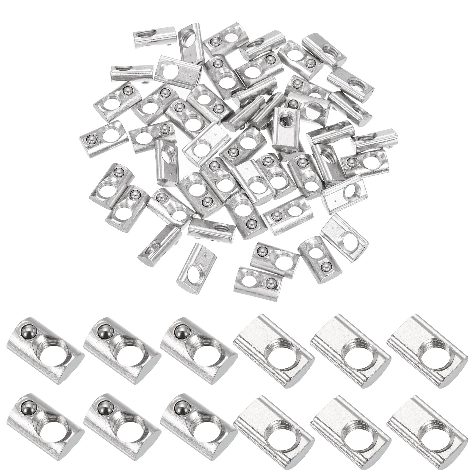 100Pcs M6 Half Round Roll in Spring t Nuts 2020 Series t Slot Spring Nuts Silver