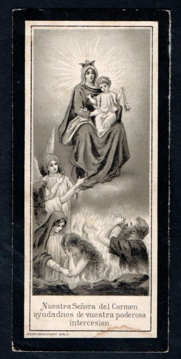 Holy card antique de la Virgin del Carmen santino image pieuses estampa