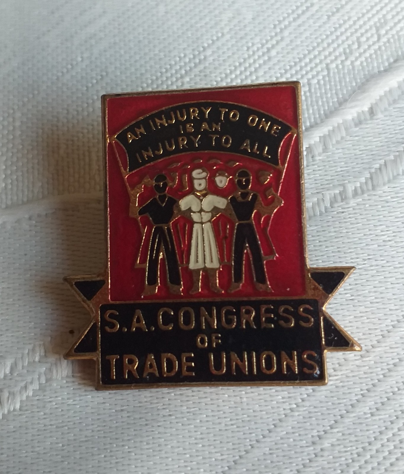 S.A. [South African] Congress of Trade Unions pin badge