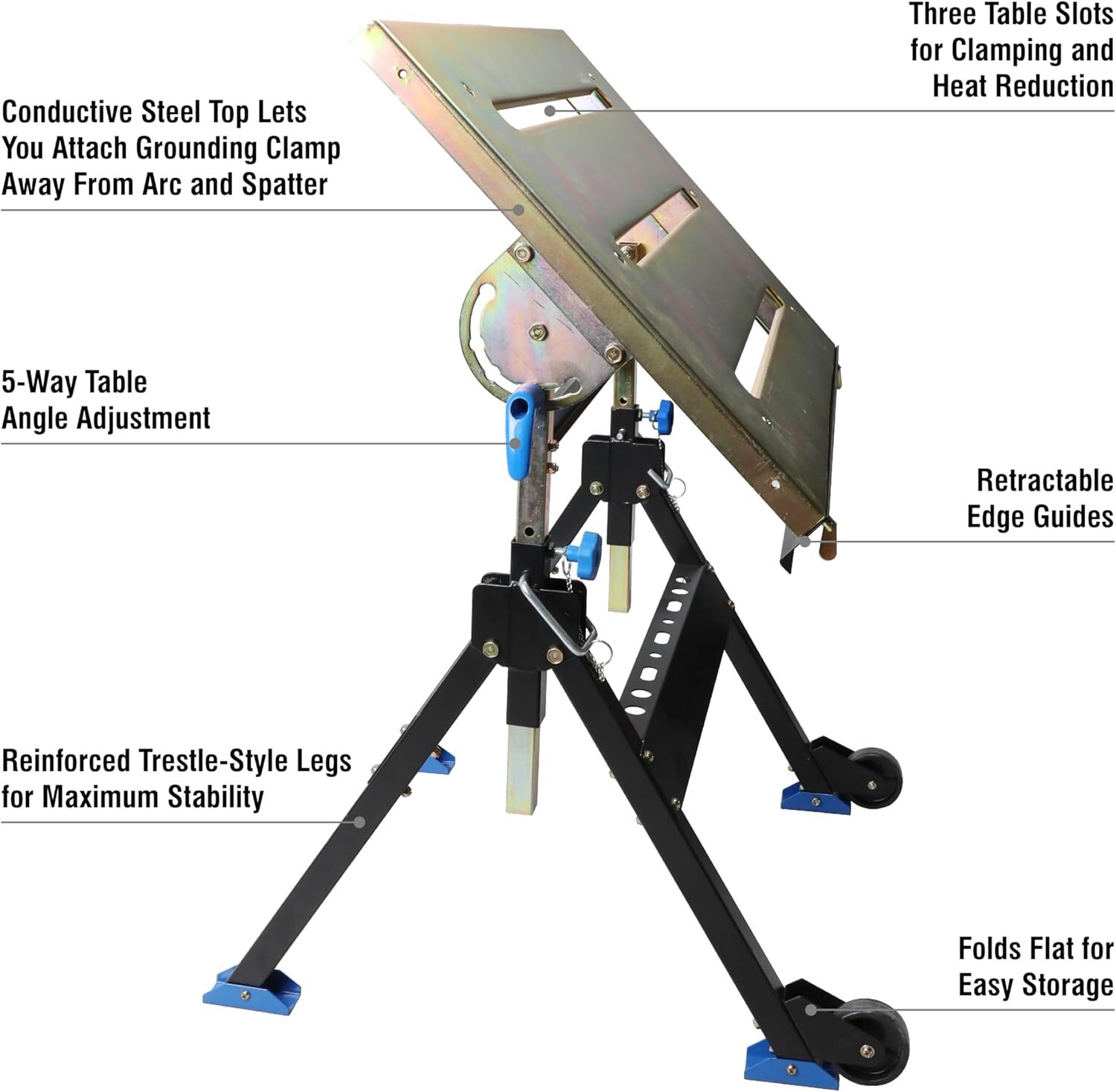 Adjustable Welding Table with Wheels Portable Steel Stand Workbench Buy It Now