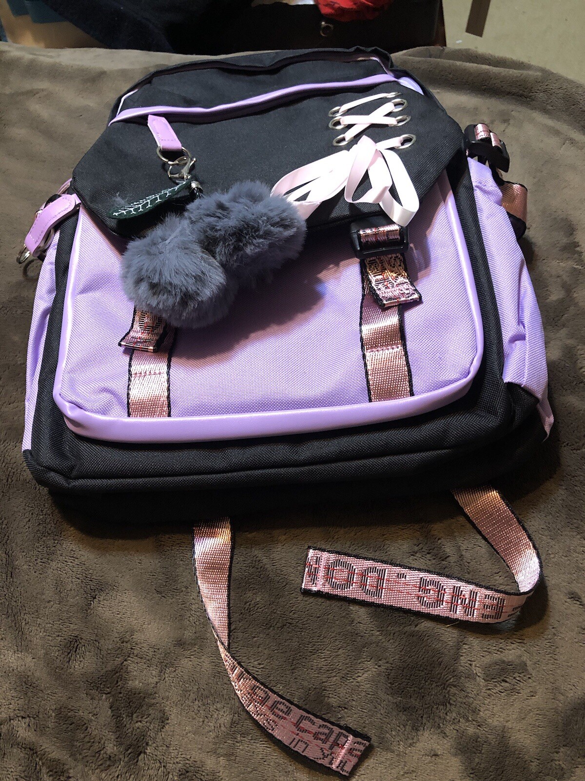 FENGDONG Durable Waterproof Travel Large Laptop Backpack 17.3 Purple -NEW