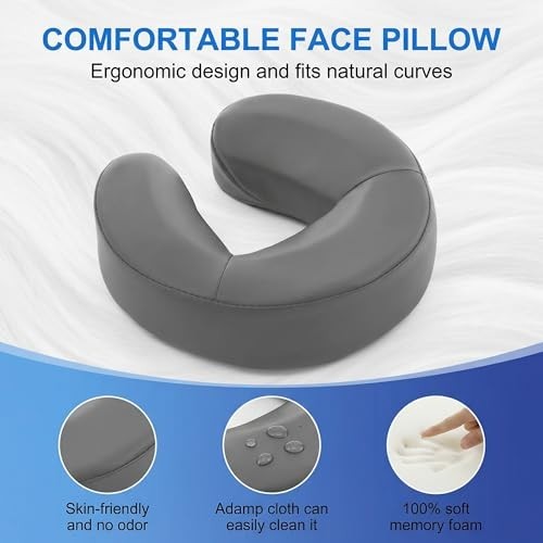 Adjustable Foldable Massage Headrest - Memory Foam Face Cradle for Bed, Portable