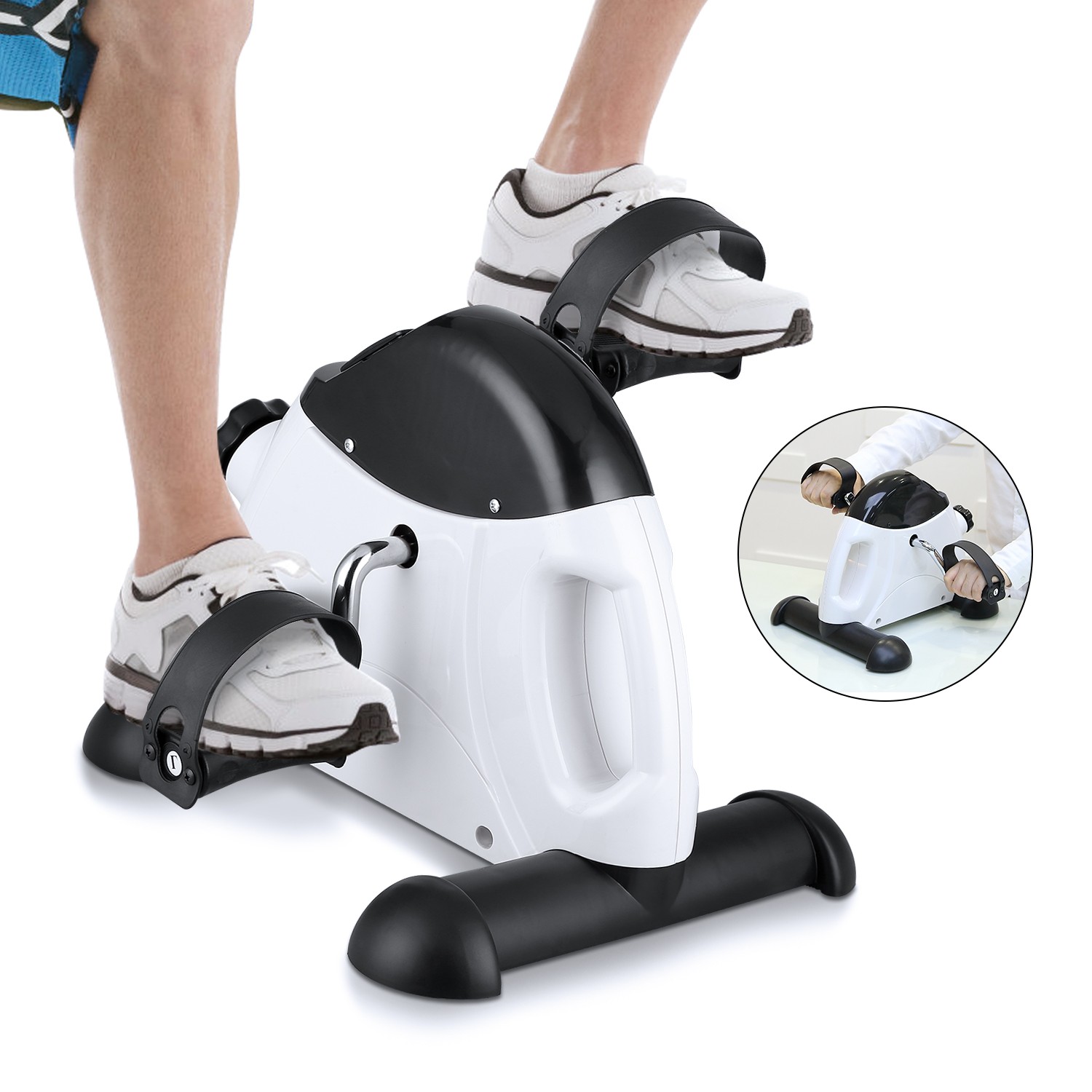 Evoland Mini Exercise Bike Under Desk w/LCD Display, Arm & Leg Pedal Exerciser