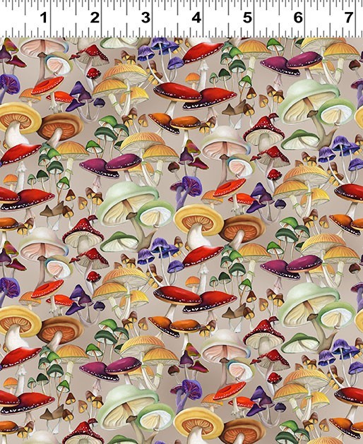 Bird Song Floral Pansy WILD CRAZY MUSHROOMS Y4515-62 CEDAR WEST Fabric BTHY