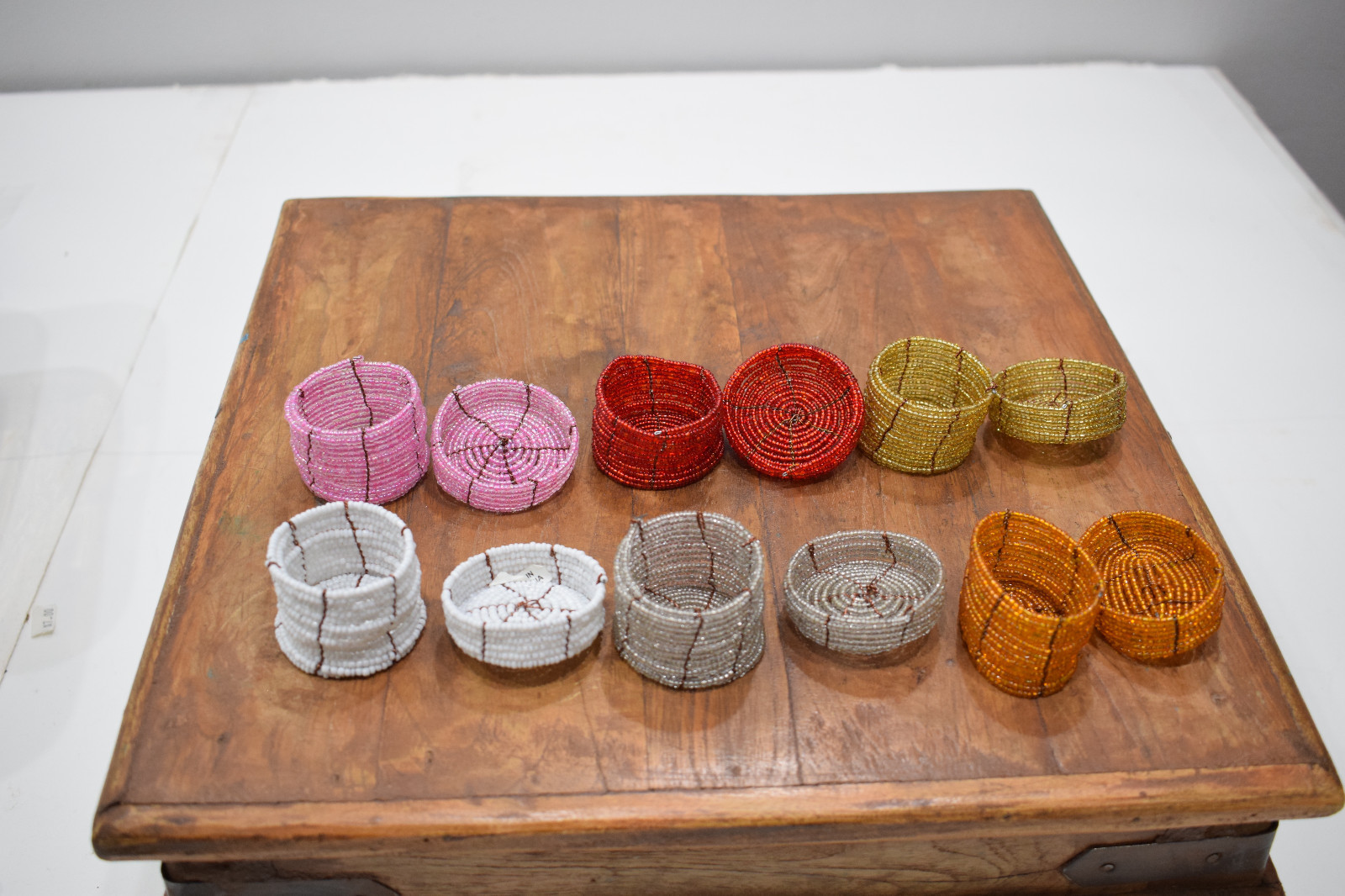 Baskets Indonesian Small Assorted Round Wire Beaded Baskets