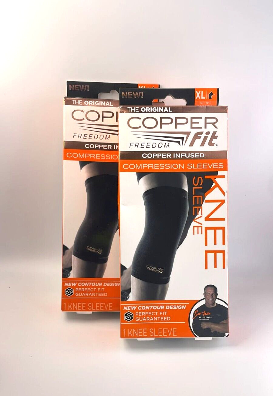 LOT OF 2-Copper Fit Original Freedom Compression Infused Knee Sleeve XL Unisex