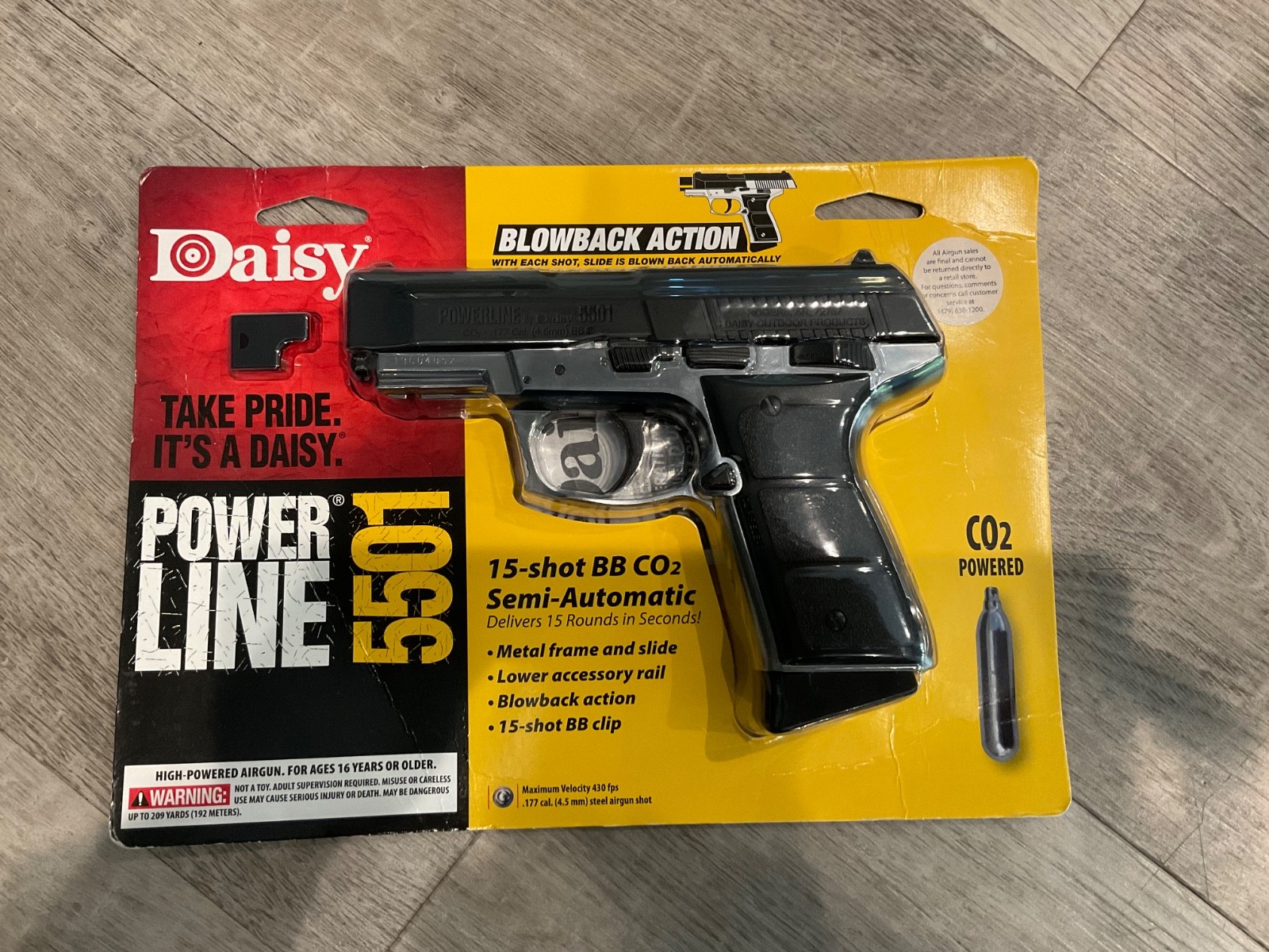 New Daisy Powerline 5501 Blowback Semi-Automatic CO2 .177 Caliber BB Air Pistol