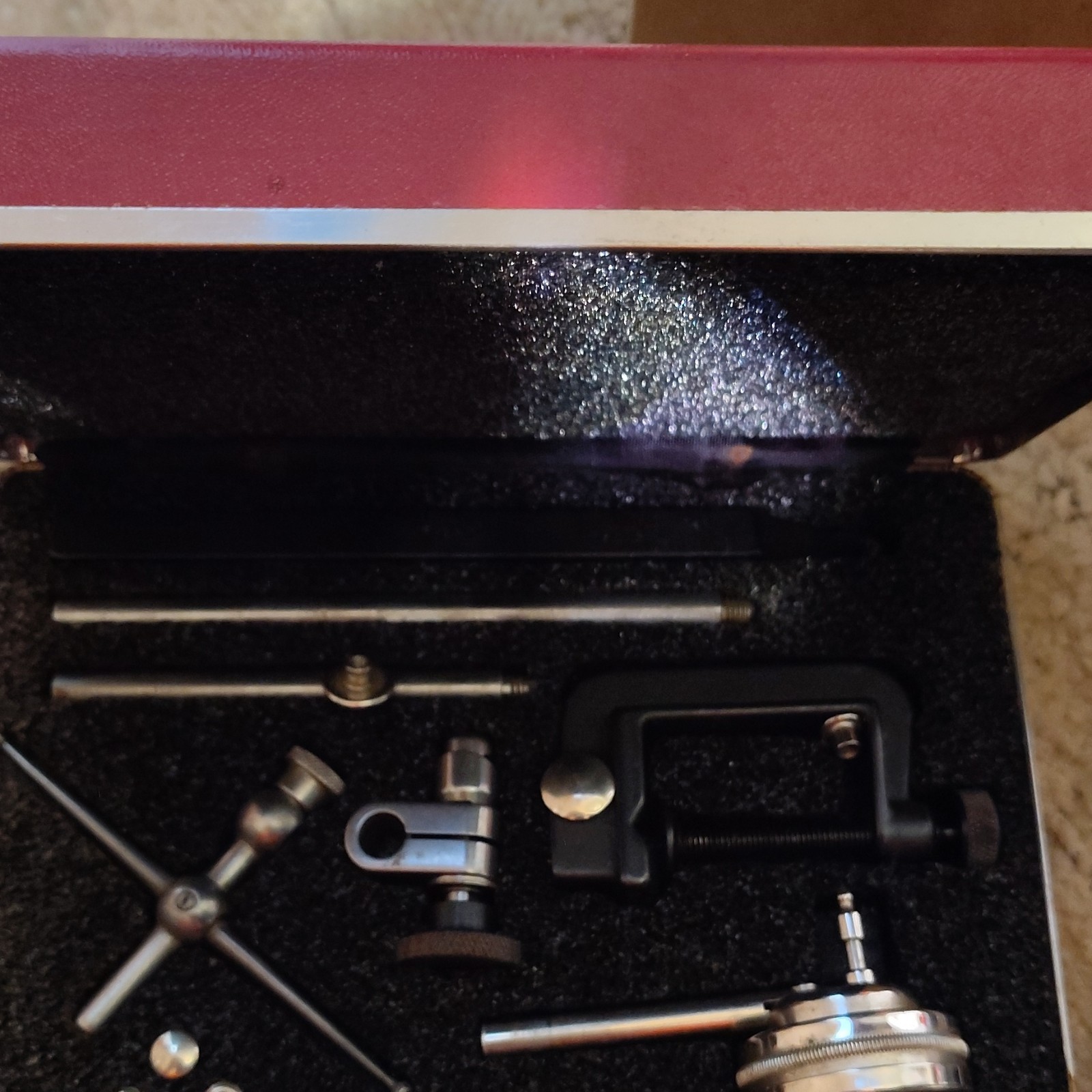 Starrett Dial Indicator Set w/ Attachments, Includes Case, Red Hard Case