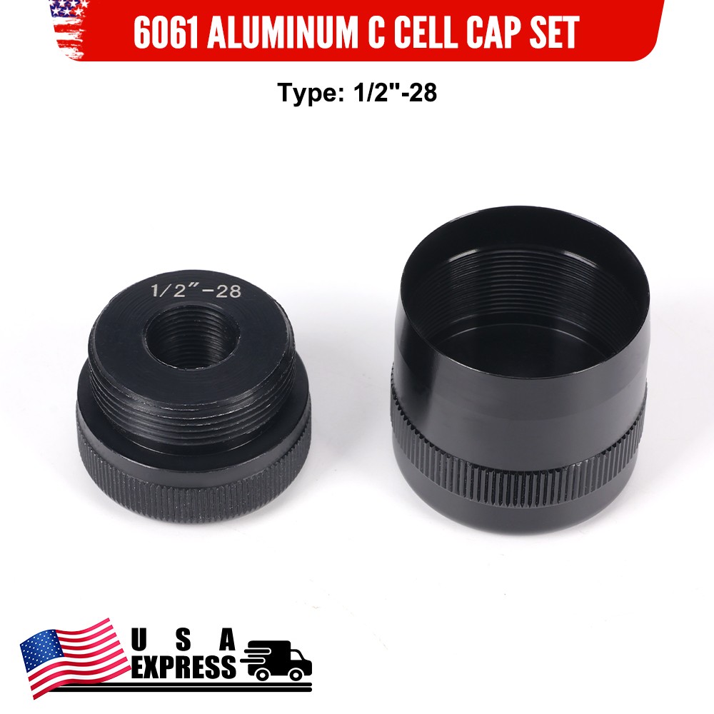 Threaded End Cap C Cell 1/2 x 28 Aluminum Top Shelf 6061 Aluminum C Cell Cap Set