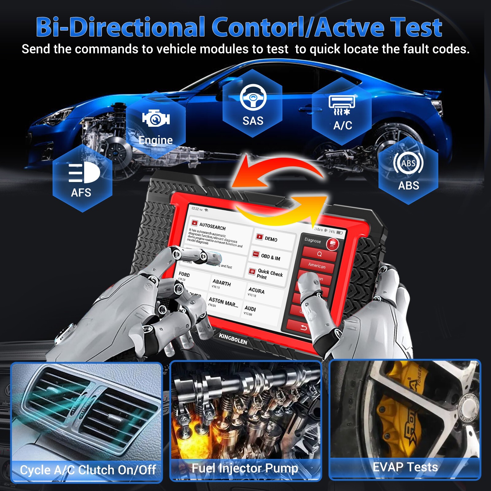 KINGBOLEN K7 OBD2 Bidirectional Scanner Full System Diagnostic Tool Key Coding