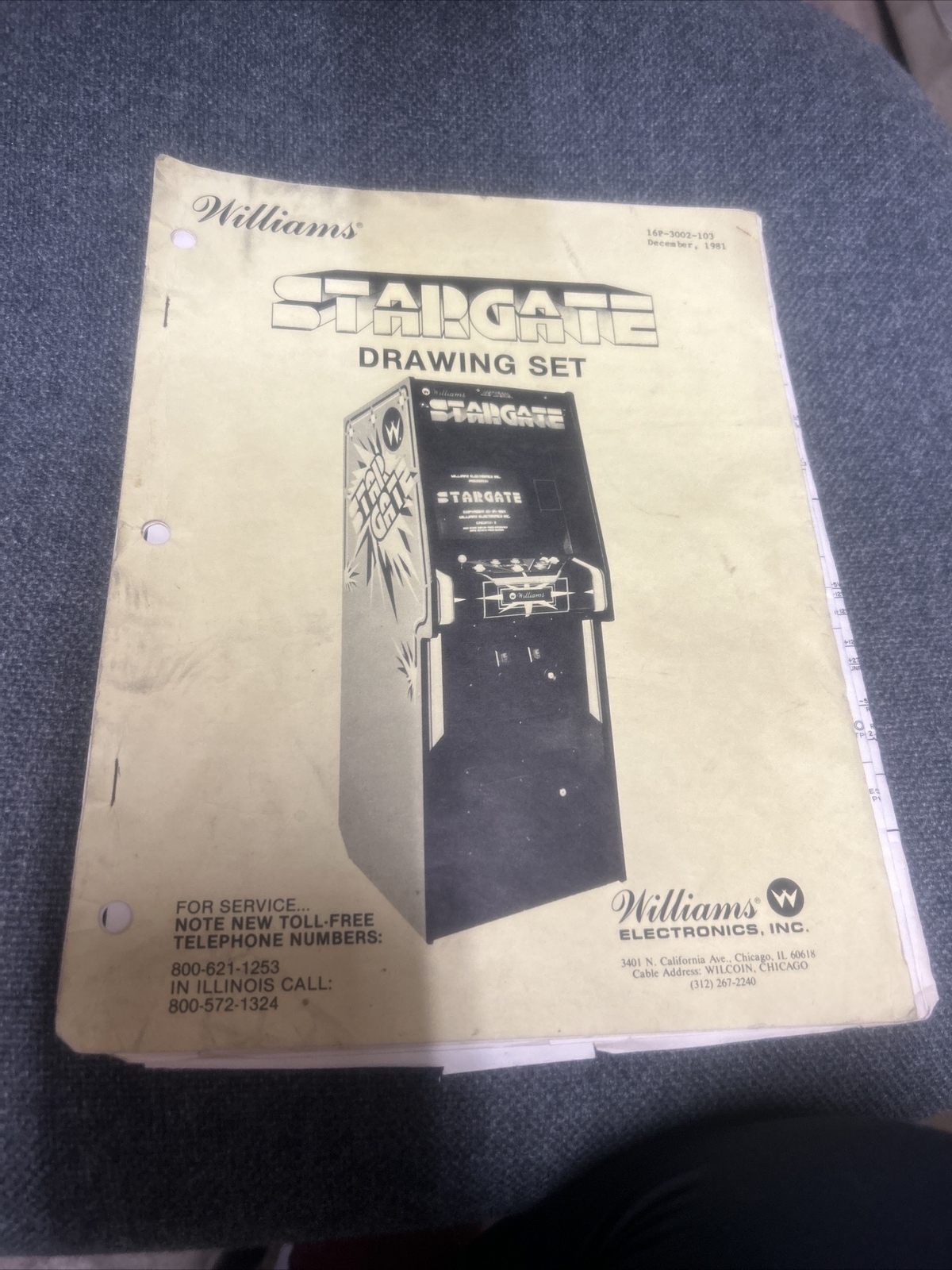 Williams STARGATE DRAWING SET Arcade Video Game Manual -schematics