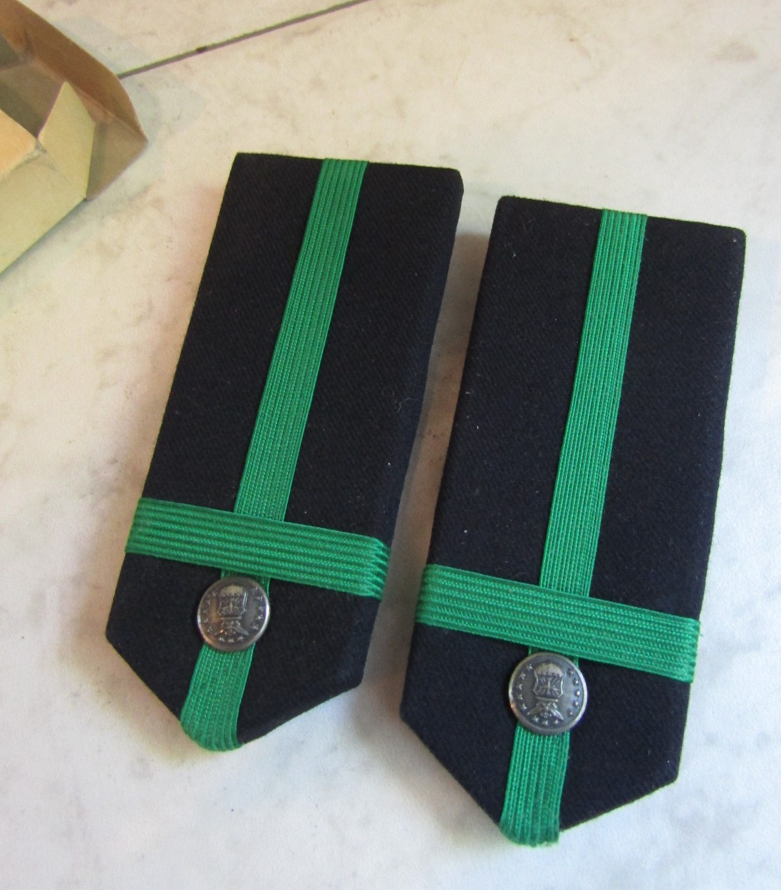 KAY-DET Blue Clutch Back Shoulder Boards by Cadet MFG Corp. In Original Box