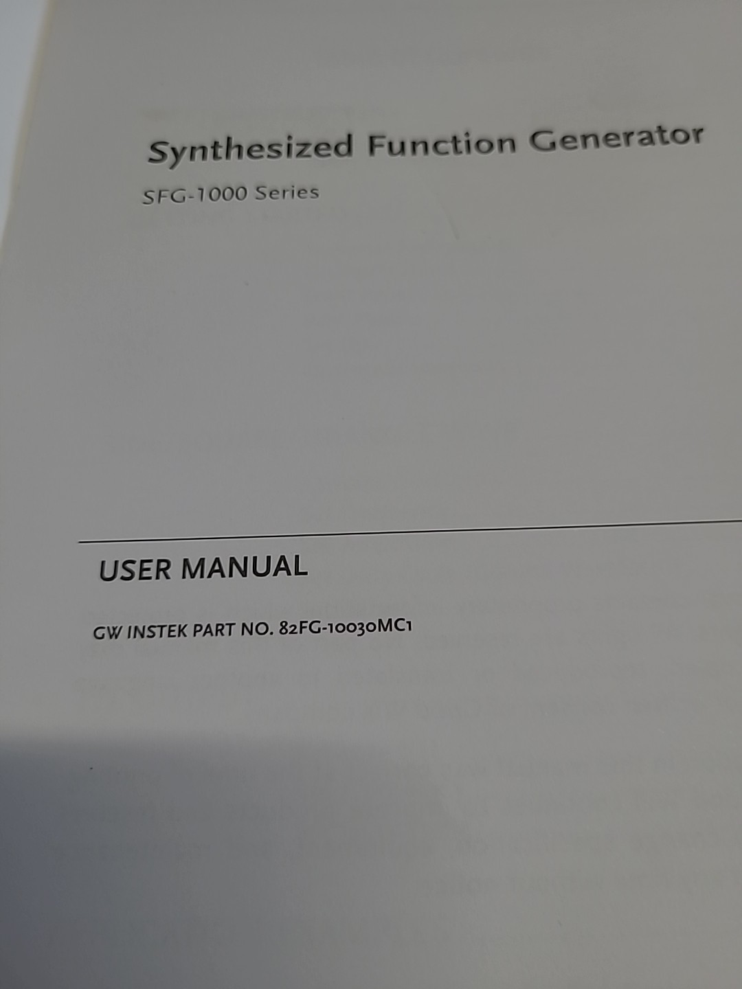 GW INSTEK User Manual SFG-1000 Synthesized Function Generator