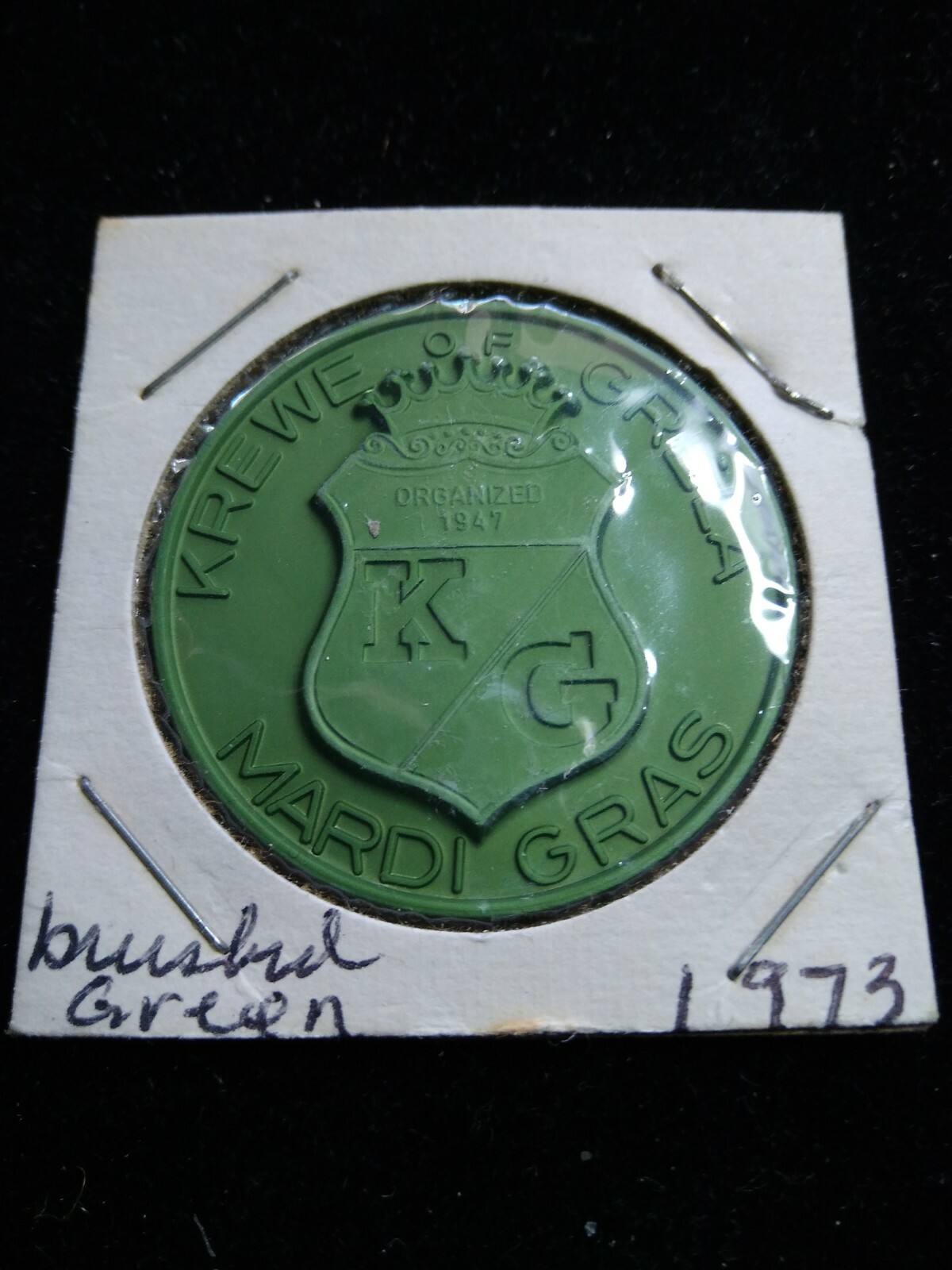 1973 Grela Brushed Green Aluminum Doubloon - Mardi Gras