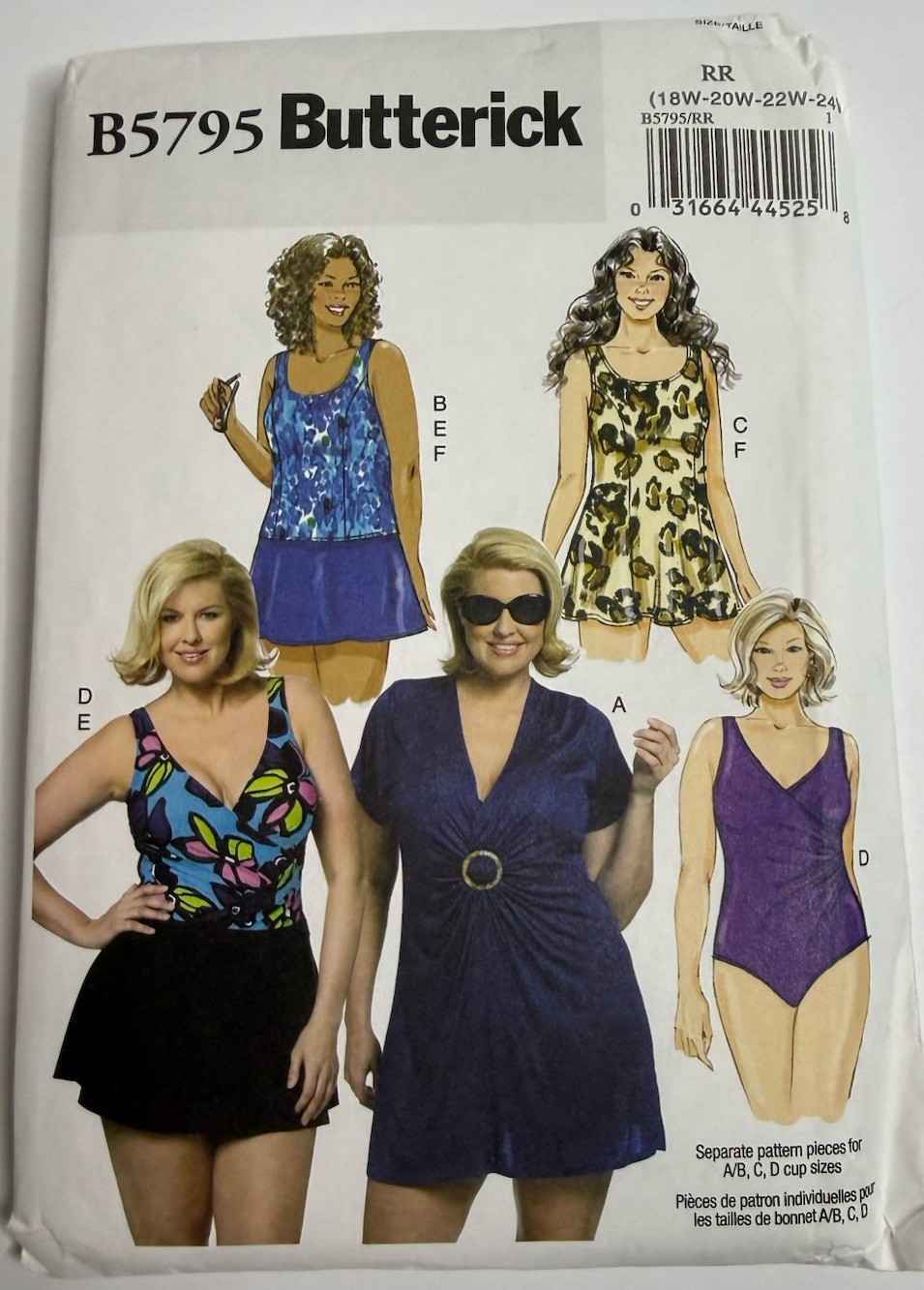 Butterick B5795 Women’s Swimsuits Size RR 18W-20W-22W-24W