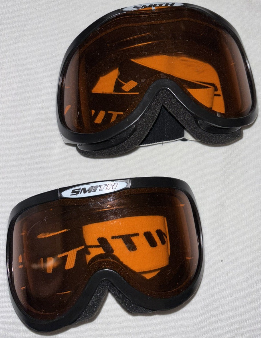2x Smith Ski Snowboard Goggles Black with Orange Tinted Lenses