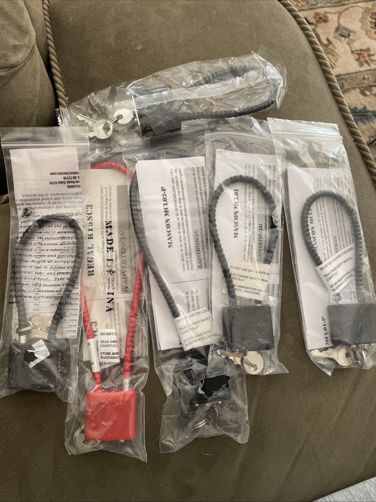 Lot Of 6 Regal, Mascon, DAC,  Firearm Gun Safety Cable Lock Brand New